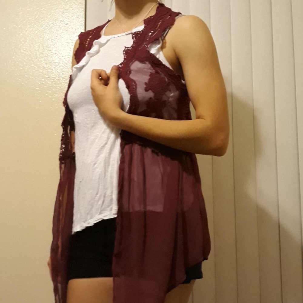 Floral see through vest